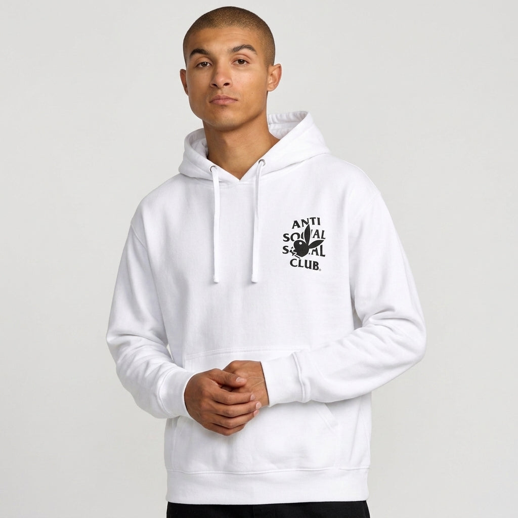 Anti Social Social Club Playboy Bunny Logo Hoodie White