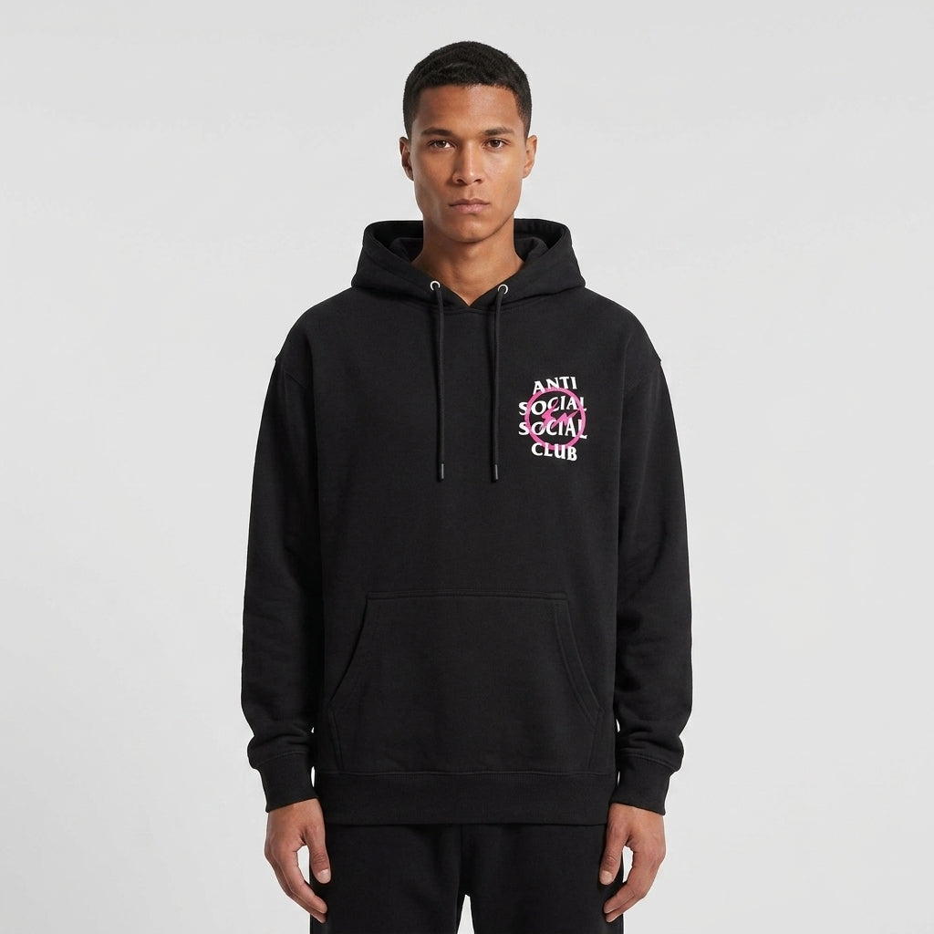 Anti Social Social Club x Fragment Pink Bolt Hoodie (FW19) Black
