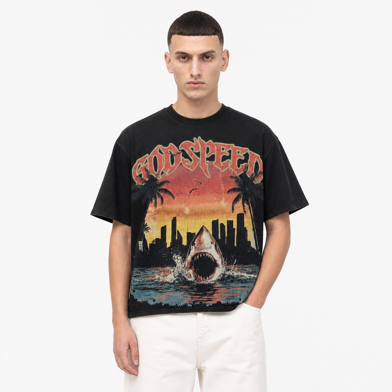 Godspeed Miami Shark T-Shirt Black