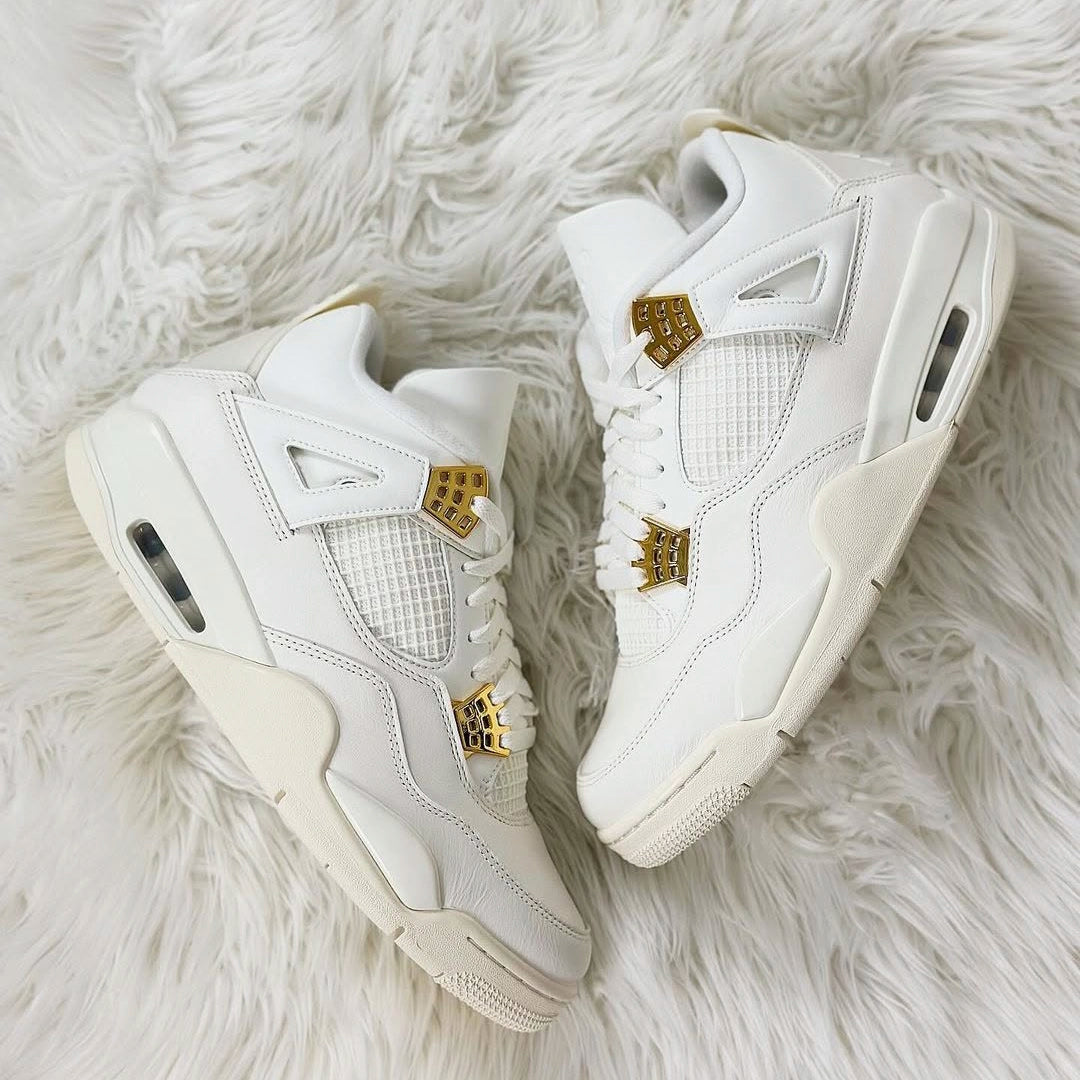 Air Jordan 4 Retro Metallic Gold, Sail/Metallic Gold/Black (AQ9129-170)