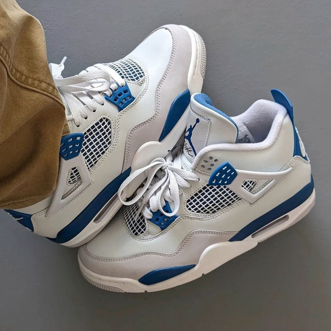 Air Jordan 4 Retro Military Blue (2024), Off-White/Military Blue/Neutral Grey (FV5029-141 / HF4281-141)