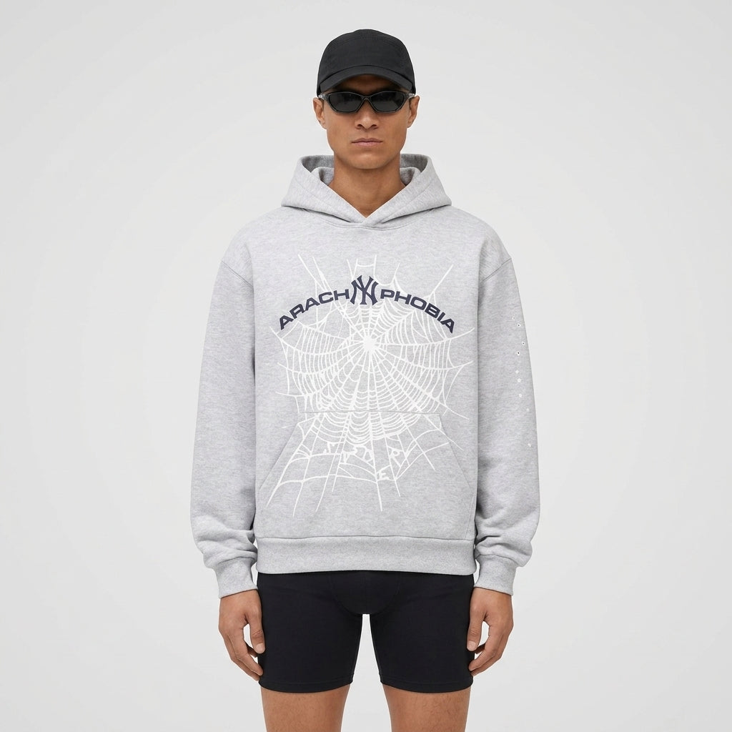 Sp5der Arach NY Phobia Hoodie Ash Grey