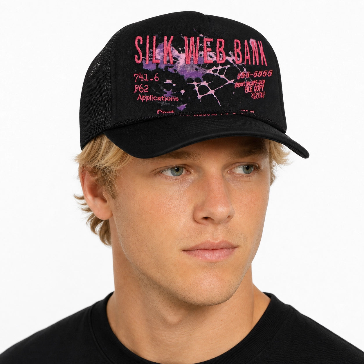 Sp5der Silk Web Bank Trucker Hat Black