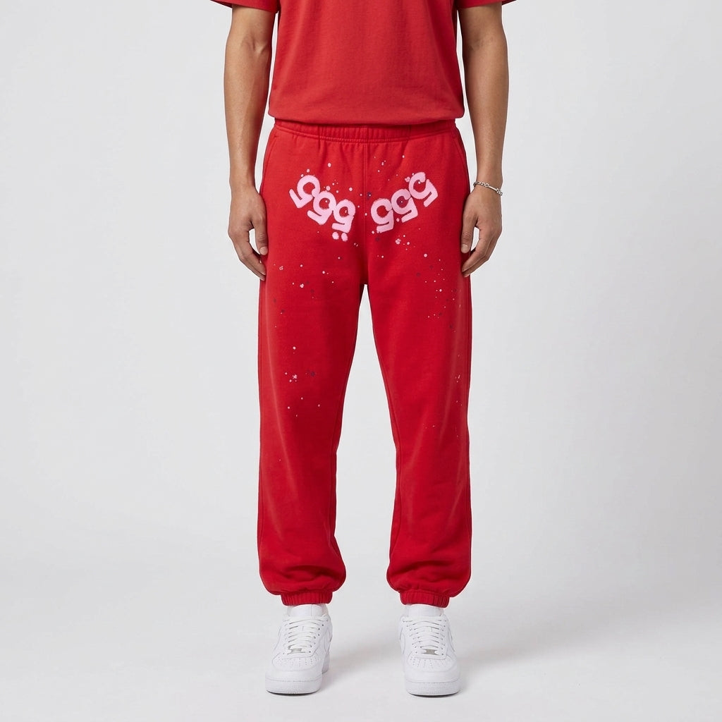 Sp5der Worldwide Red Angel Number 555 Sweatpants Red