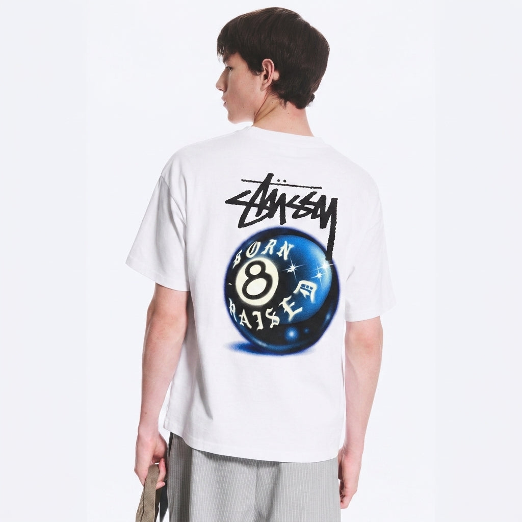 Stussy Born X Raised 8 Ball T-Shirt White