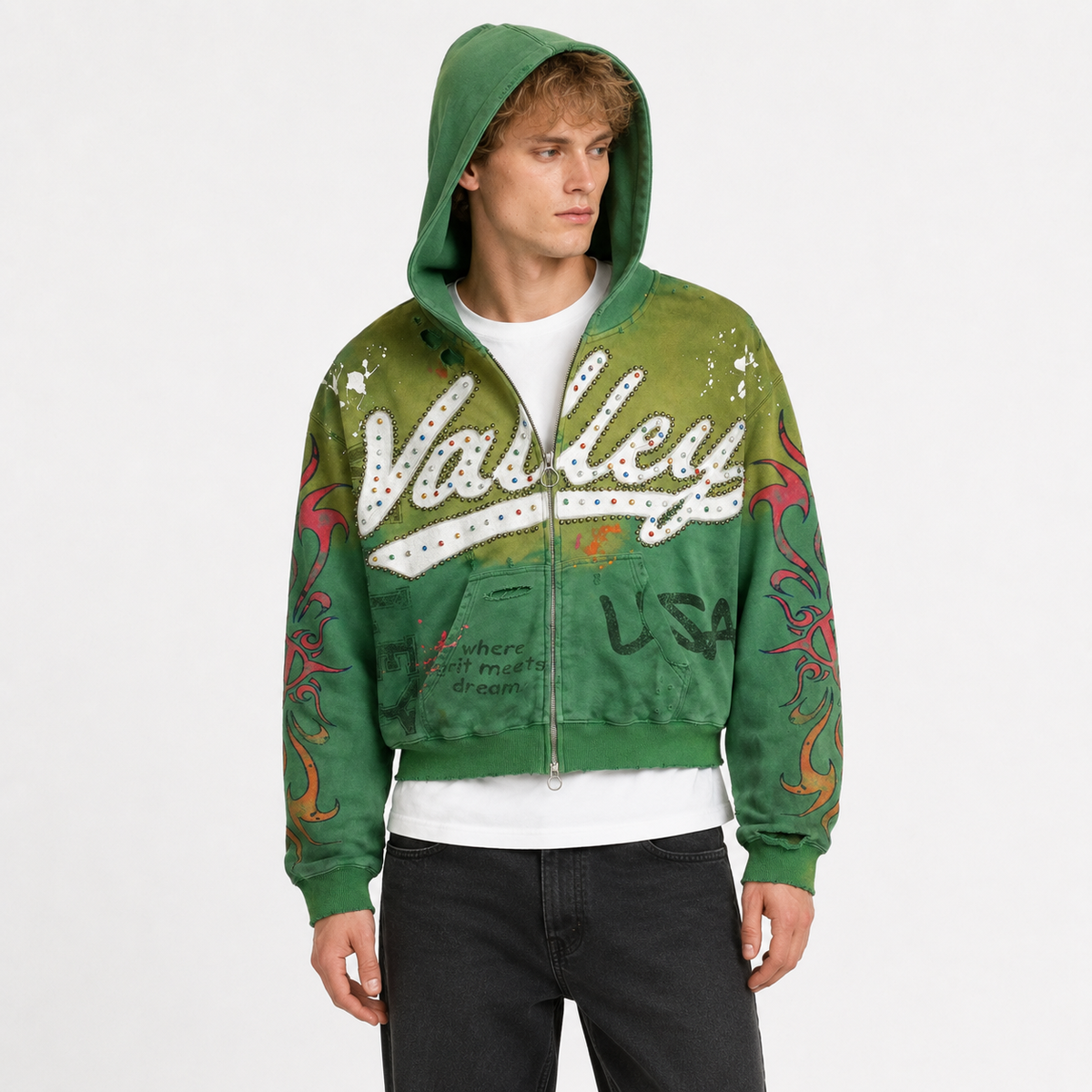 Vale Forever Inferno Zip Up Hoodie Green